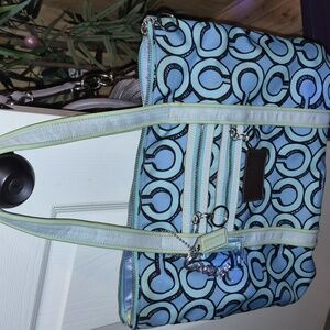 Coach Poppy Blue and Green Tote Bag W/3 Hangtags